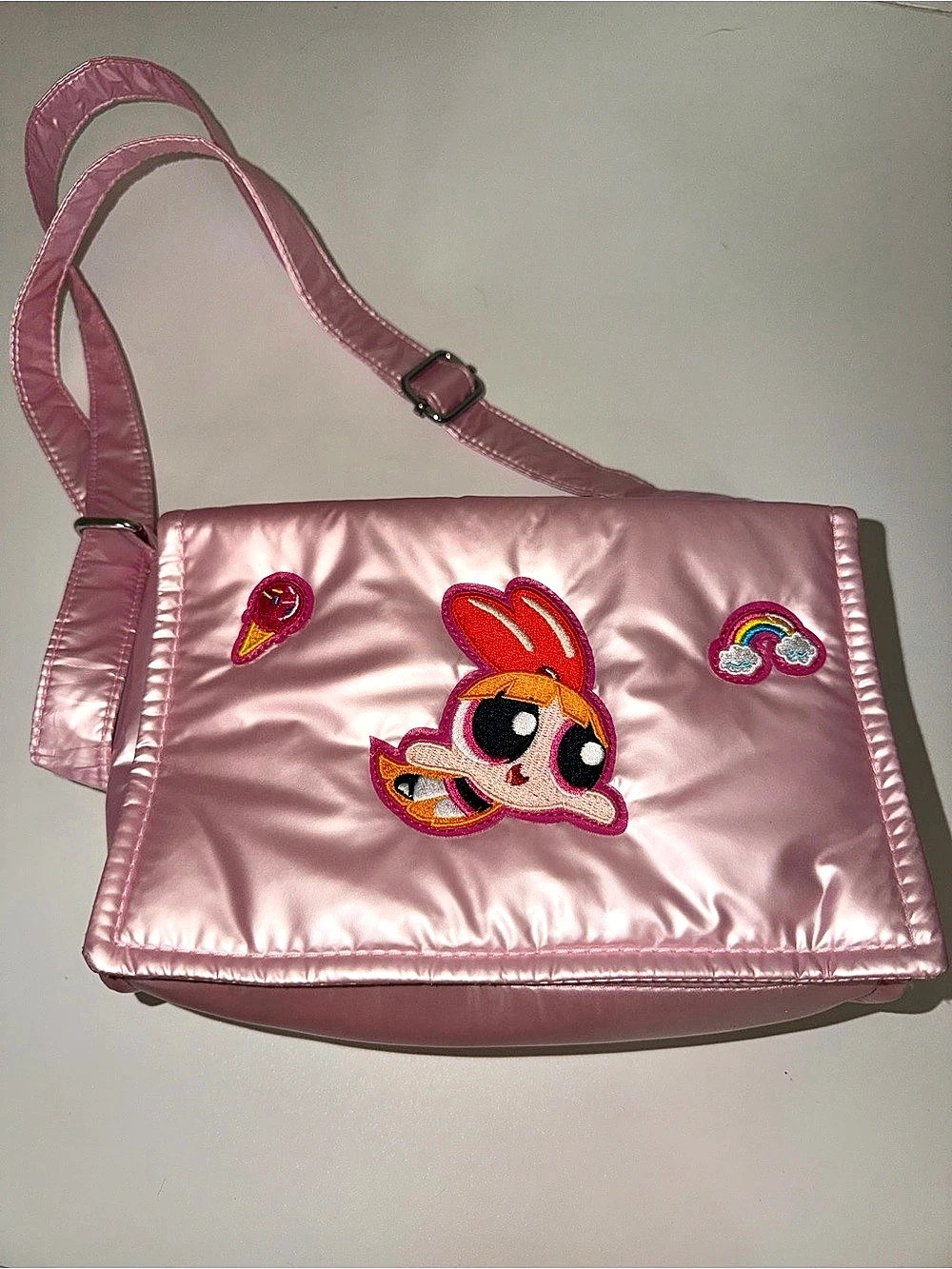 NWT Powerpuff girls Miniso Y2K pink padded puffer crossbody purse